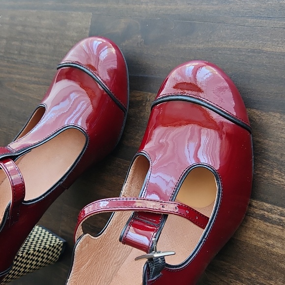 NWOB Mod Shoe The Dusty In Red Wine/Burgundy Patent Leather –Retro T-Bar 6.5 - Picture 10 of 11